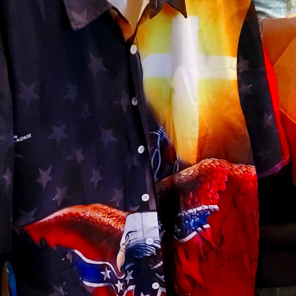 Men silk feeling patriotic shirt